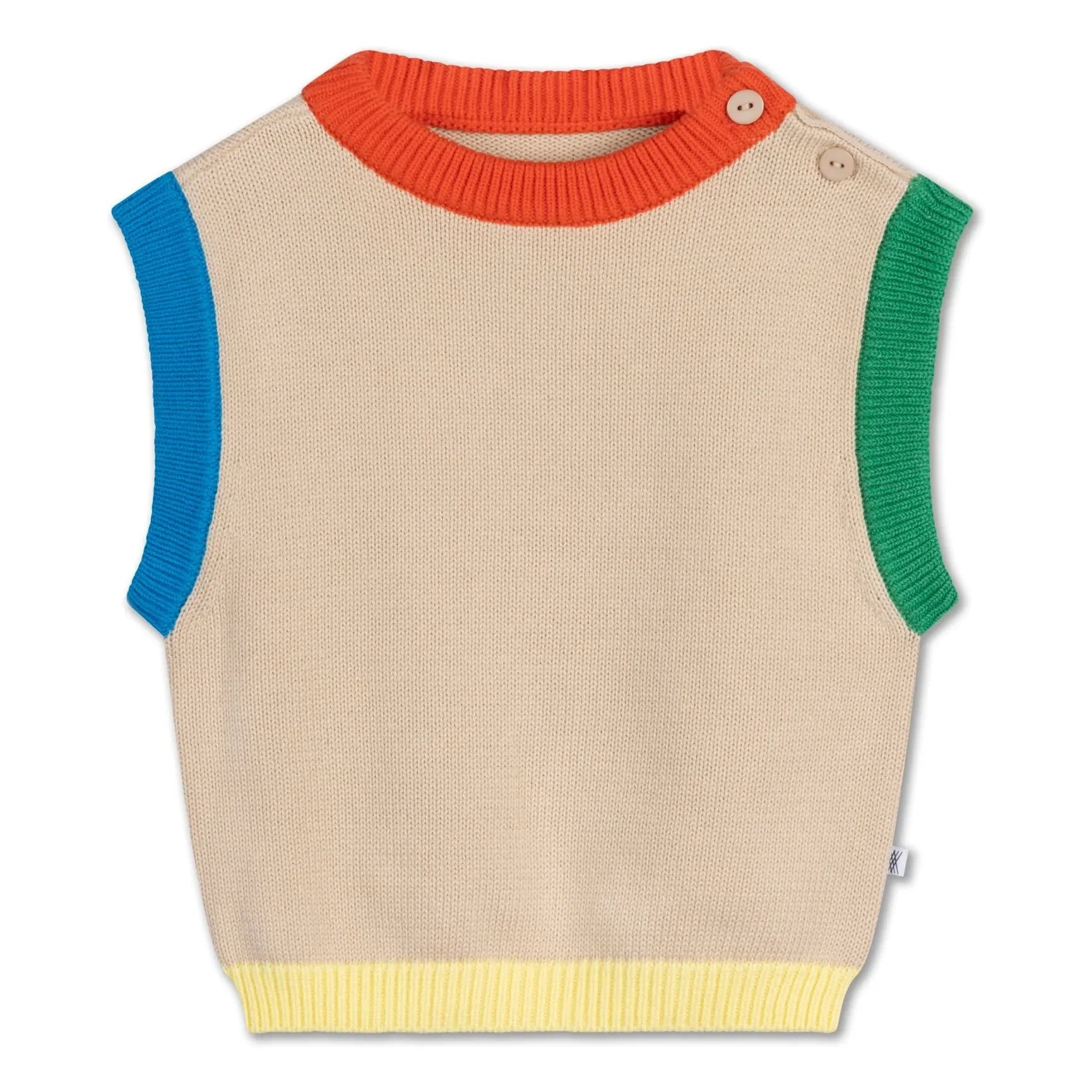Repose AMS - Color Block Sleeveless Knitted Sweater | Beige