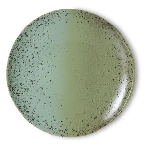 HKliving - Fleck Ceramic Dinner Plates - 2-Piece Set | Light Green