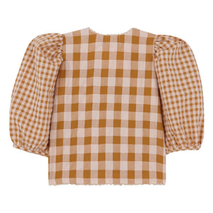 birinit - Vichy organic cotton blouse | Caramel