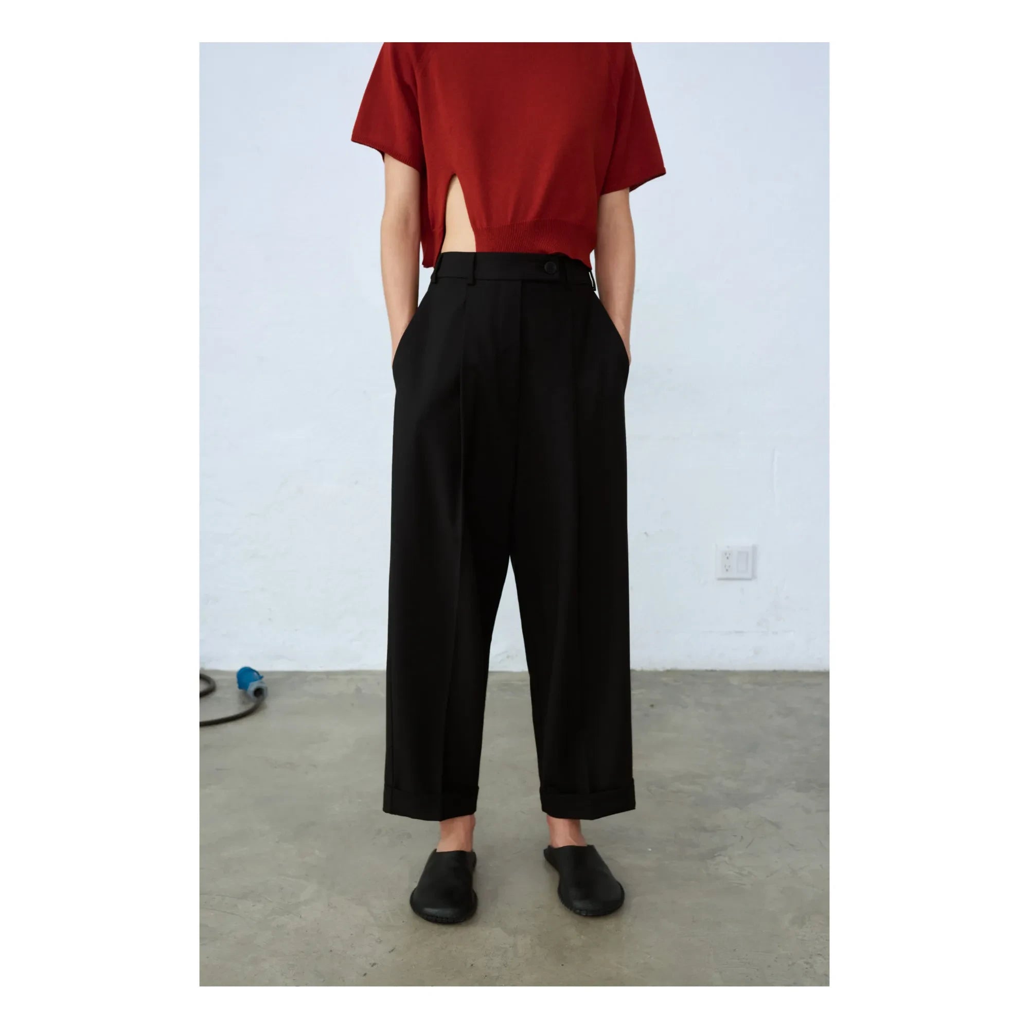 Cordera - Wool Men's Tailored Stitch Pants | Black