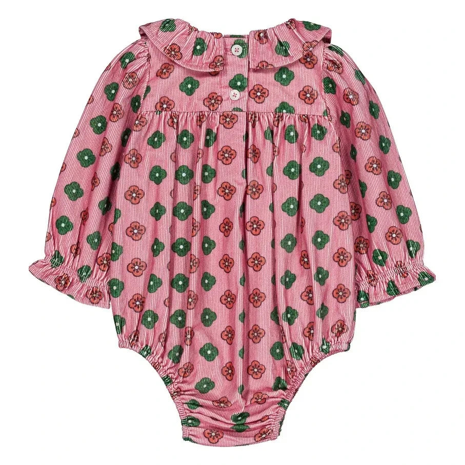 Hello Simone - Almond Ribbed Velvet Ruched Romper | Pink