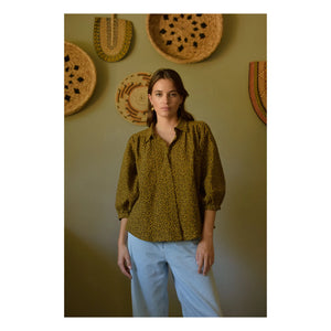 Marlot Paris - Appoline Mini Leopard Pattern Double-Layer Cotton Gauze Blouse - Women's Collection | Brown