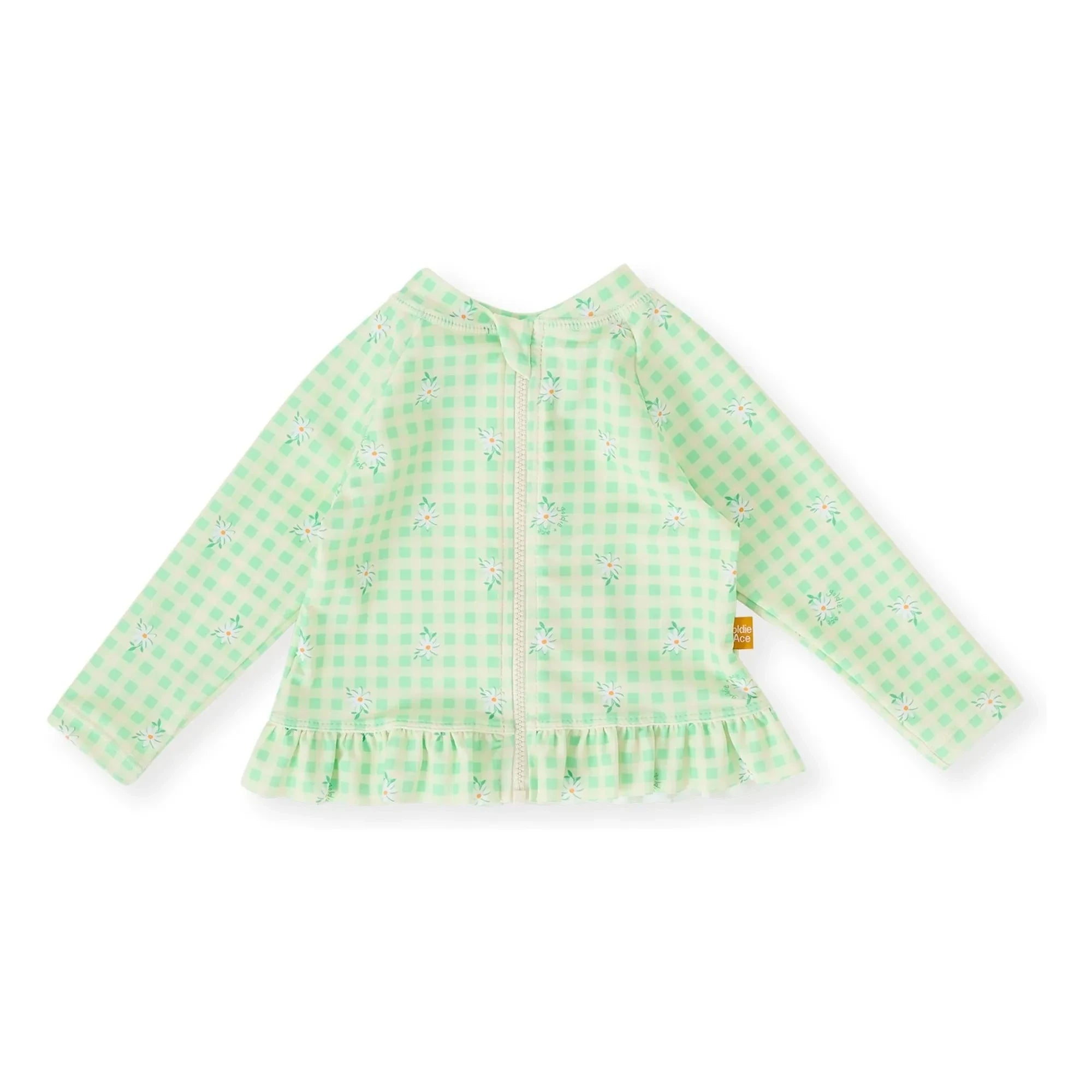 Goldie + Ace - UV Protection Bath T-Shirt with Floral Tile Pattern | Green