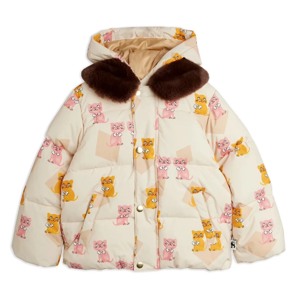 Mini Rodini - Kittens Recycled Fiber Filled Coat | Ecru