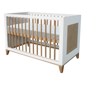 Théo - Nami Sedir ve Rattan Örgü Bebek Yatağı 60x120cm | Beyaz