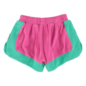 Piupiuchick - Color Block Organic Cotton Towel Shorts | Fuchsia