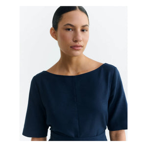 Thinking Mu - Kieran organic cotton dress | Navy Blue