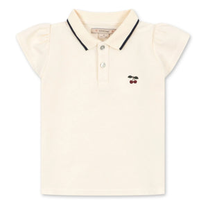 Konges Sløjd - Florita Cerises organic cotton polo shirt | Ecru