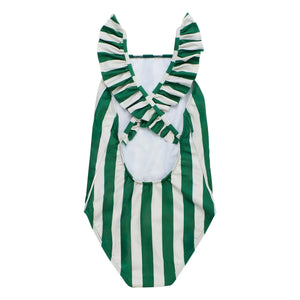Maison Mangostan - Dried Grape Striped Swimsuit | Green