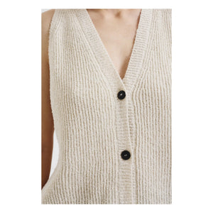 Pomandère - Knitted cardigan in cotton and linen | Cream