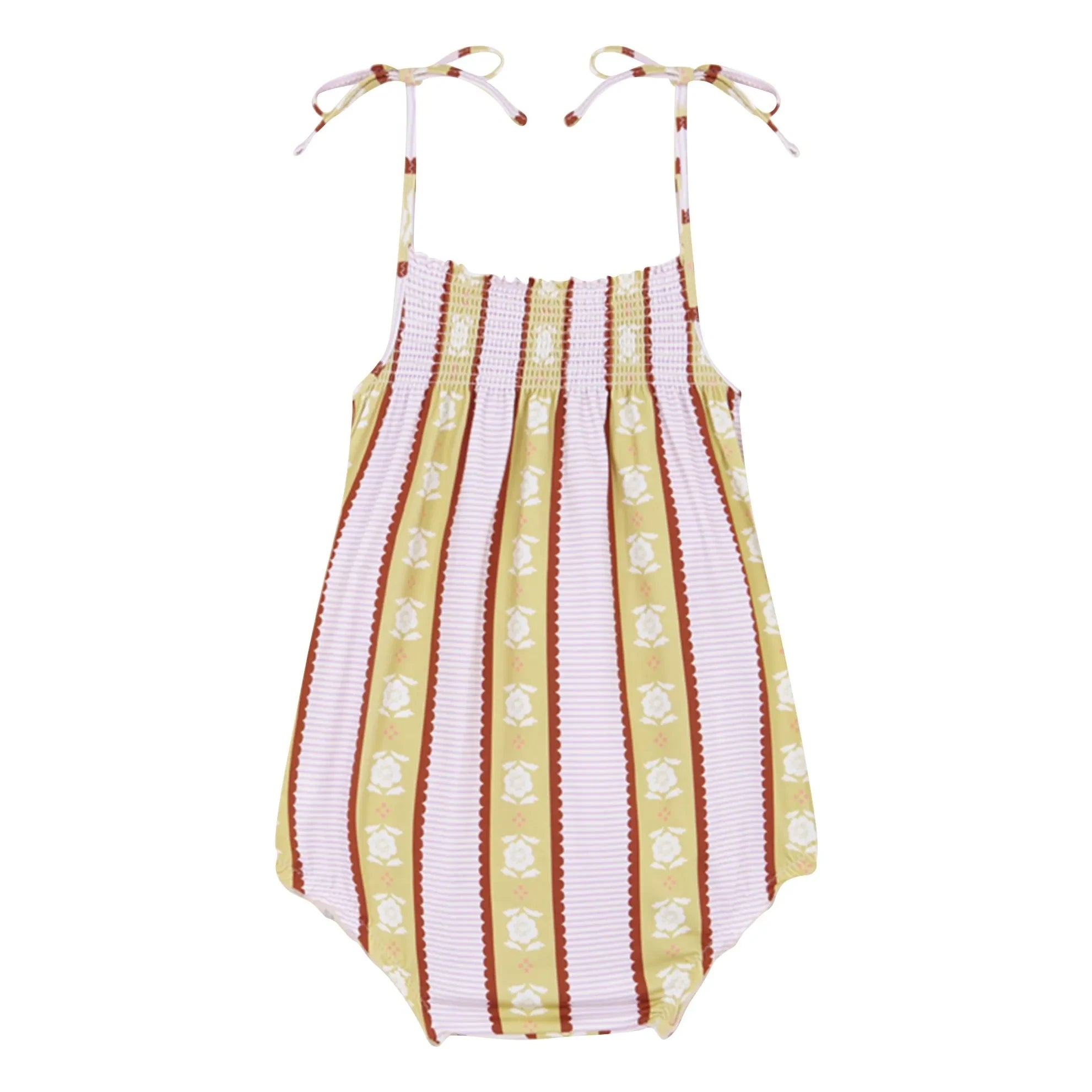birinit - Caspe Baby Floral Striped Swimsuit | Light Pink