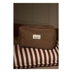 Gabrielle Paris - Striped Cotton Toiletry Bag | Brown