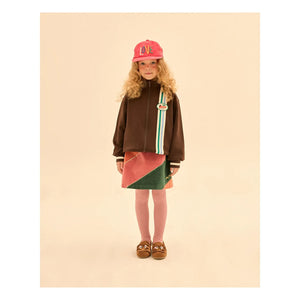 Jelly Mallow - Color-Blocked Velvet Skirt | Orange