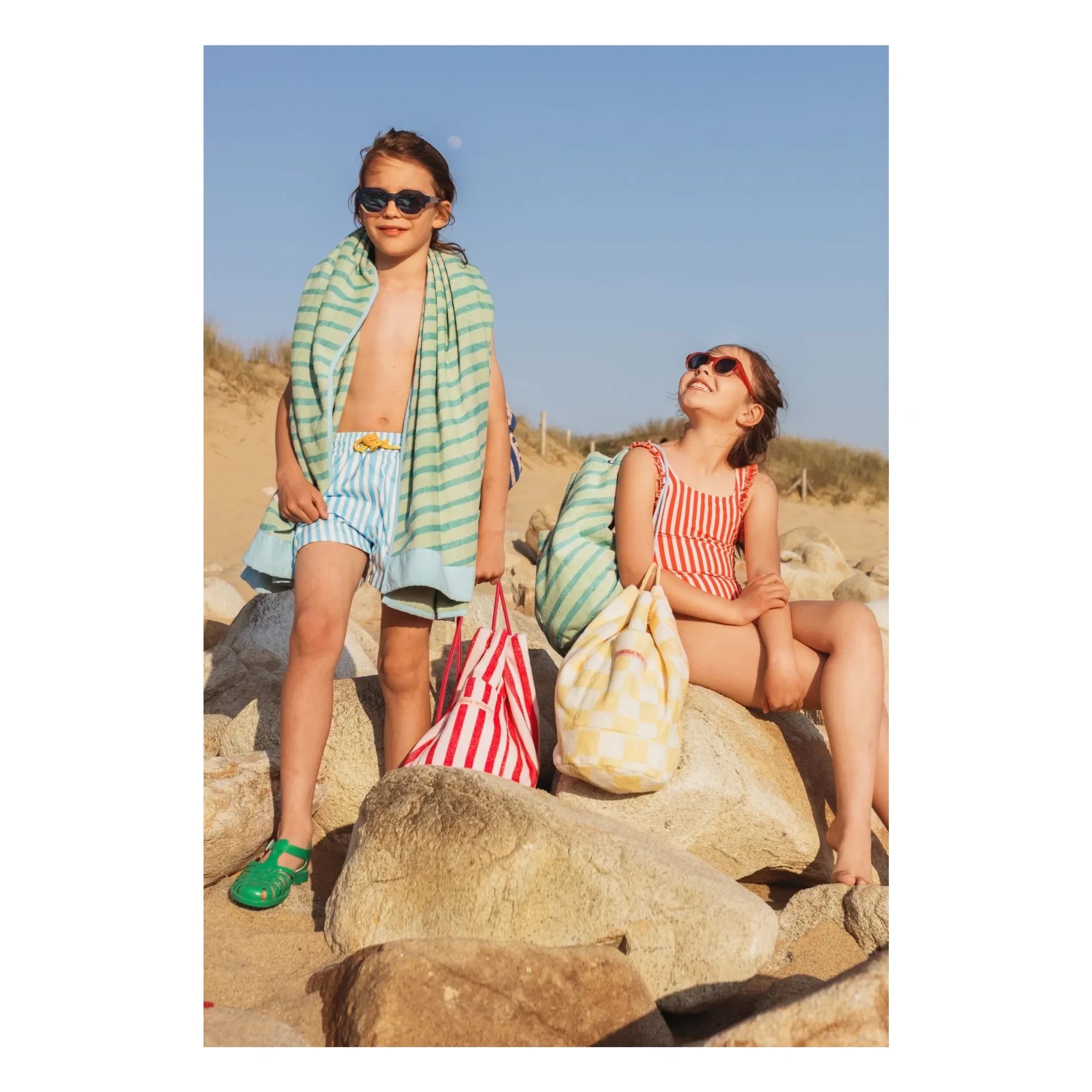 Jera Mini - Striped Towel Pocket Backpack | Green