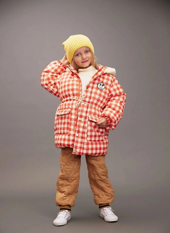 Mini Rodini - Ritzratz Gingham puffer jacket | Red