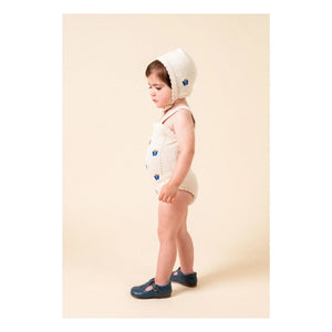 birinit - Floral Embroidered Fine Knit Beguin | Ivory