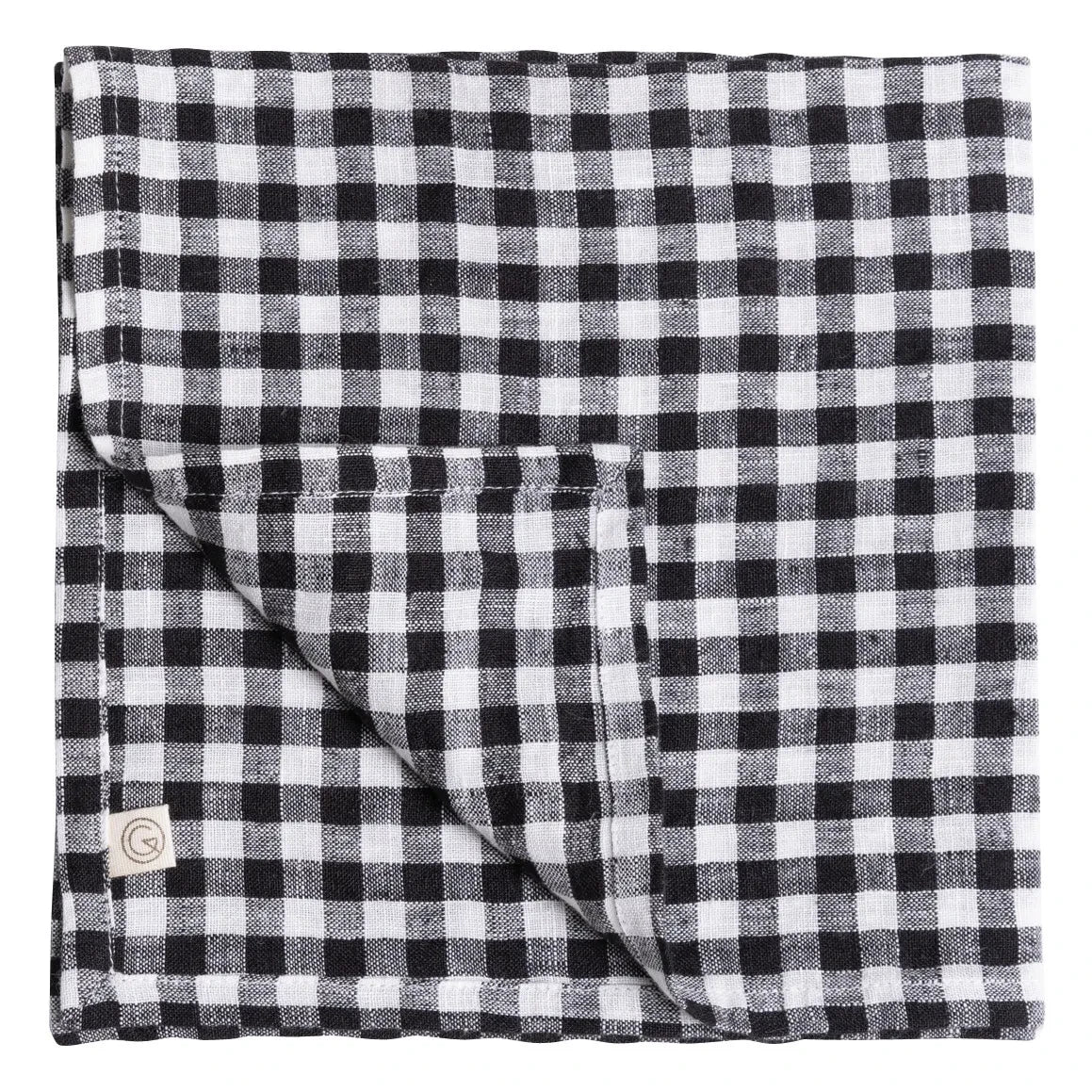 Gabrielle Paris - Gingham Washed Linen Napkin | Black