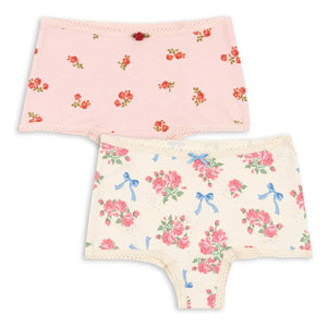 Konges Sløjd - 2-Pack Floral Pattern Organic Cotton Hipster Underwear | Powder Pink
