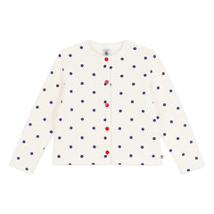 Petit Bateau - Cotton Fleece Polka Dot Cardigan | Ecru