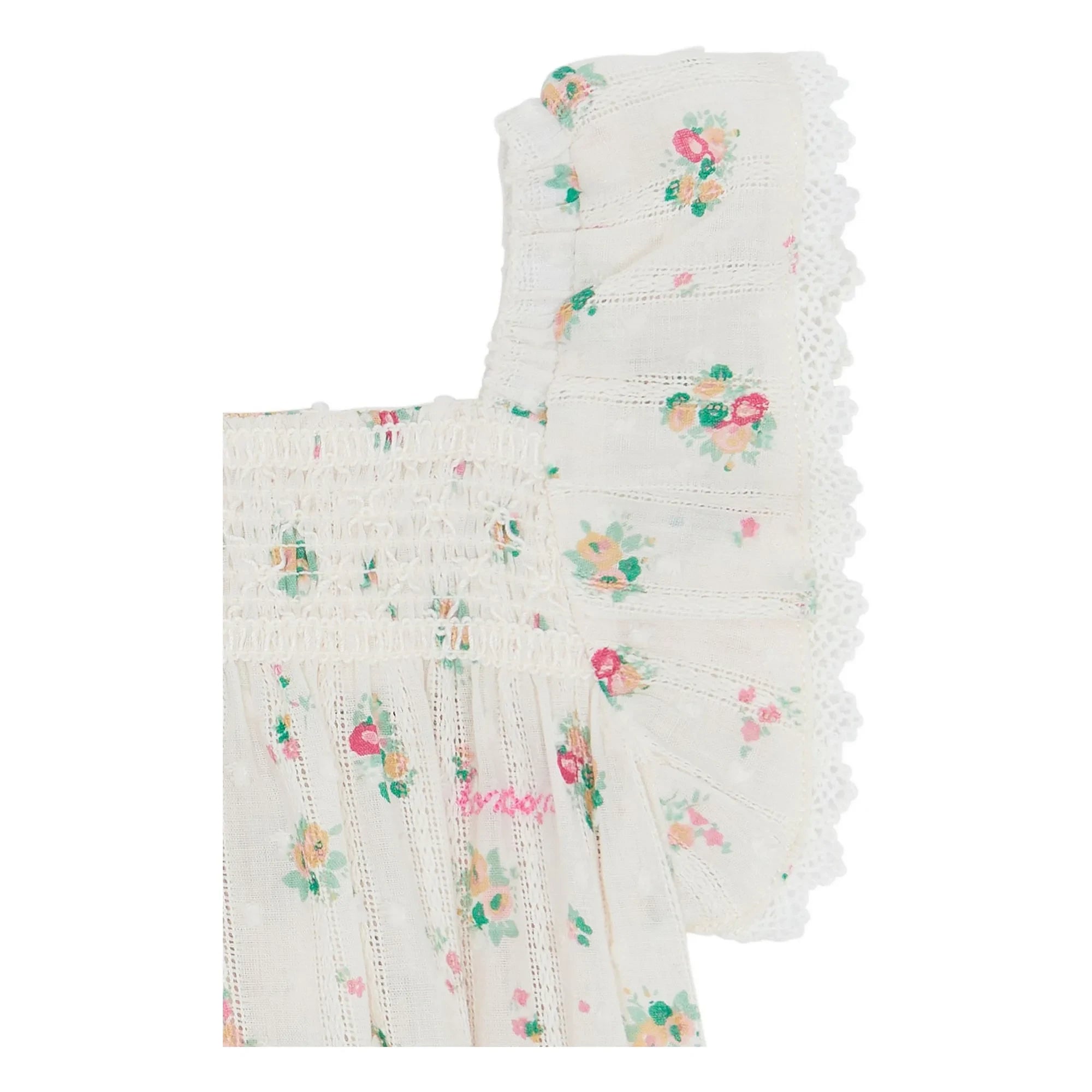 Bonton - Lalix Bouquets Gathered Romper | White