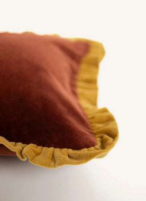 Olsson & Jensen - Doris Ruffled Velvet Cushion Cover | Terracotta