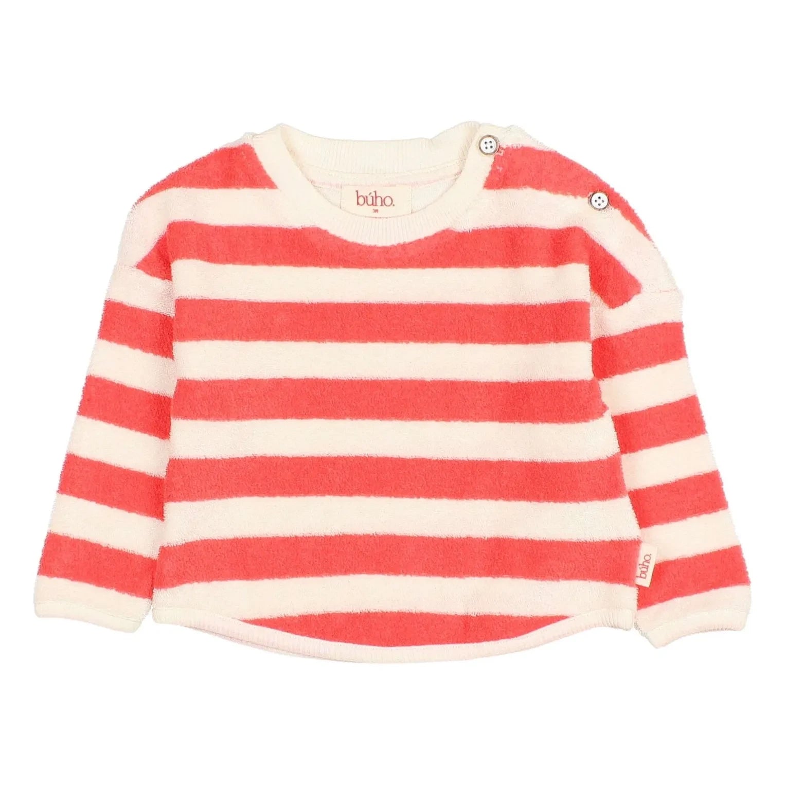 Búho - Striped Organic Cotton Baby Sweatshirt | Red