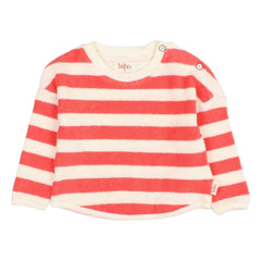 Búho - Striped Organic Cotton Baby Sweatshirt | Red