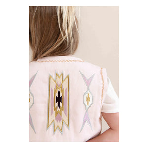 Jenest - Lily Embroidered Sleeveless Cardigan Organic Cotton | Lychee Pink