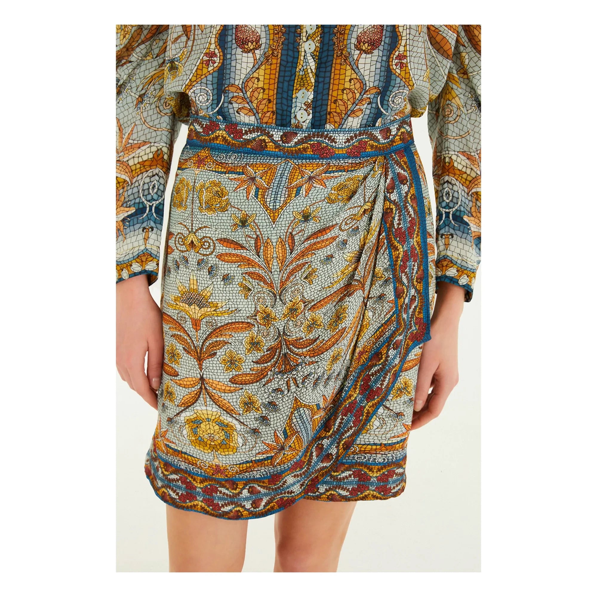 Farm Rio - Mosaic Garden Skirt | Blue