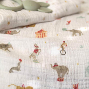 aden + anais Essentials Cotton Muslin Swaddle Blankets 2pk - Elephant Circus-Blankets-Elephant Circus-One Size | Natural Baby Shower