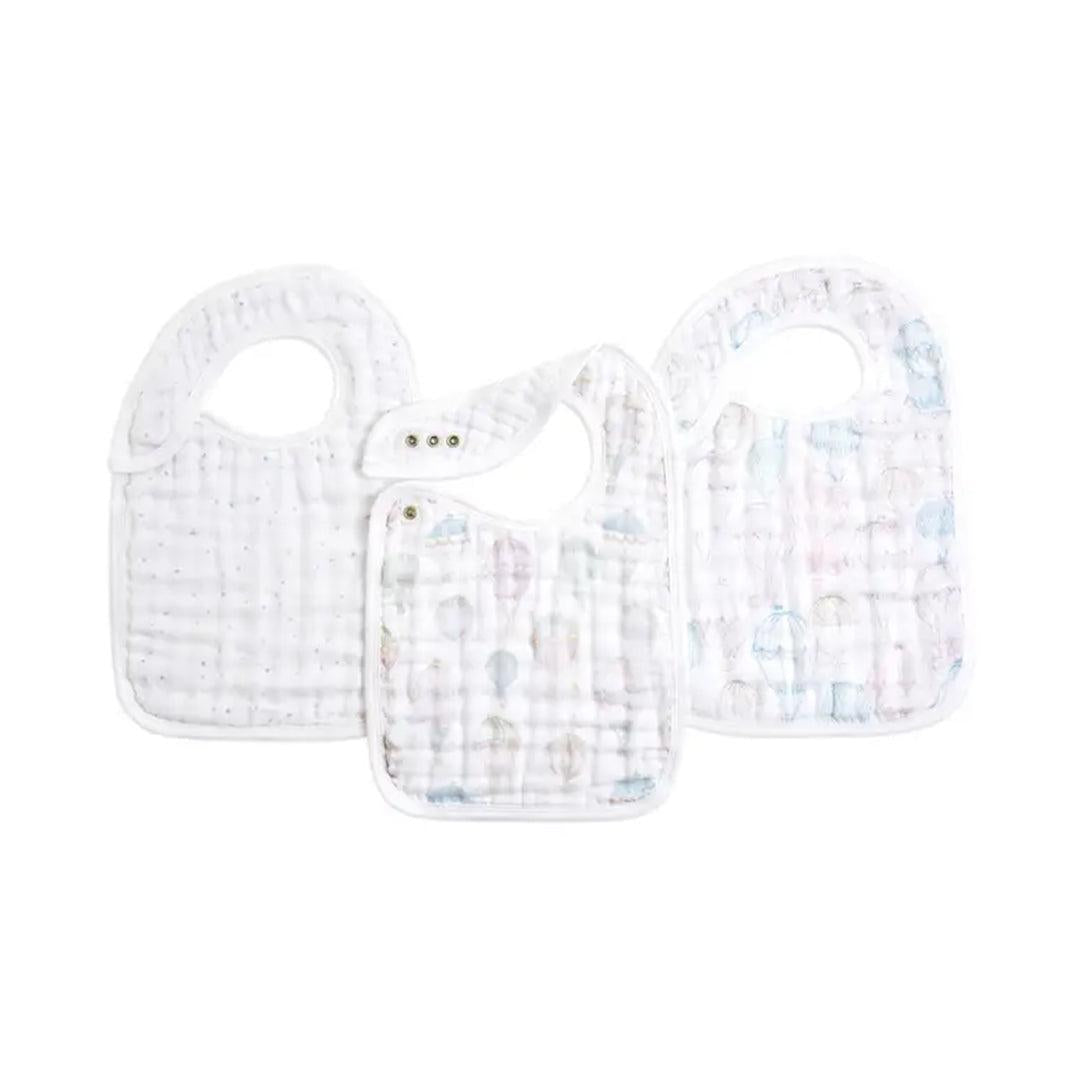 aden + anais Organic Cotton Muslin Snap Bibs 3pk - Above The Clouds-bibs-Above The Clouds-One Size | Natural Baby Shower