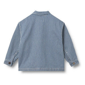 Wheat - Cole Denim Striped Organic Cotton Jacket | Blue