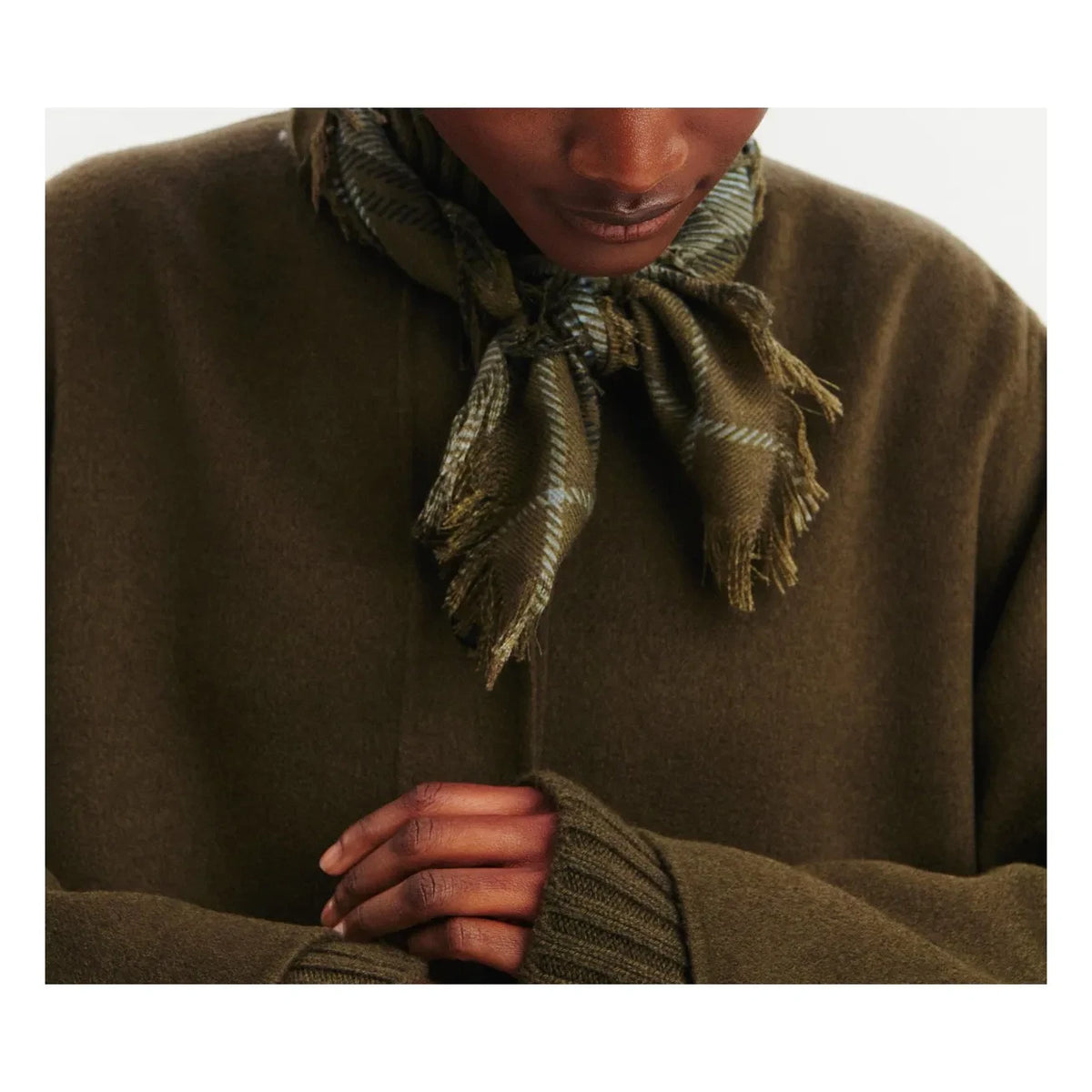 Bompard - Swann Tartan Cashmere Mini Scarf | Olive