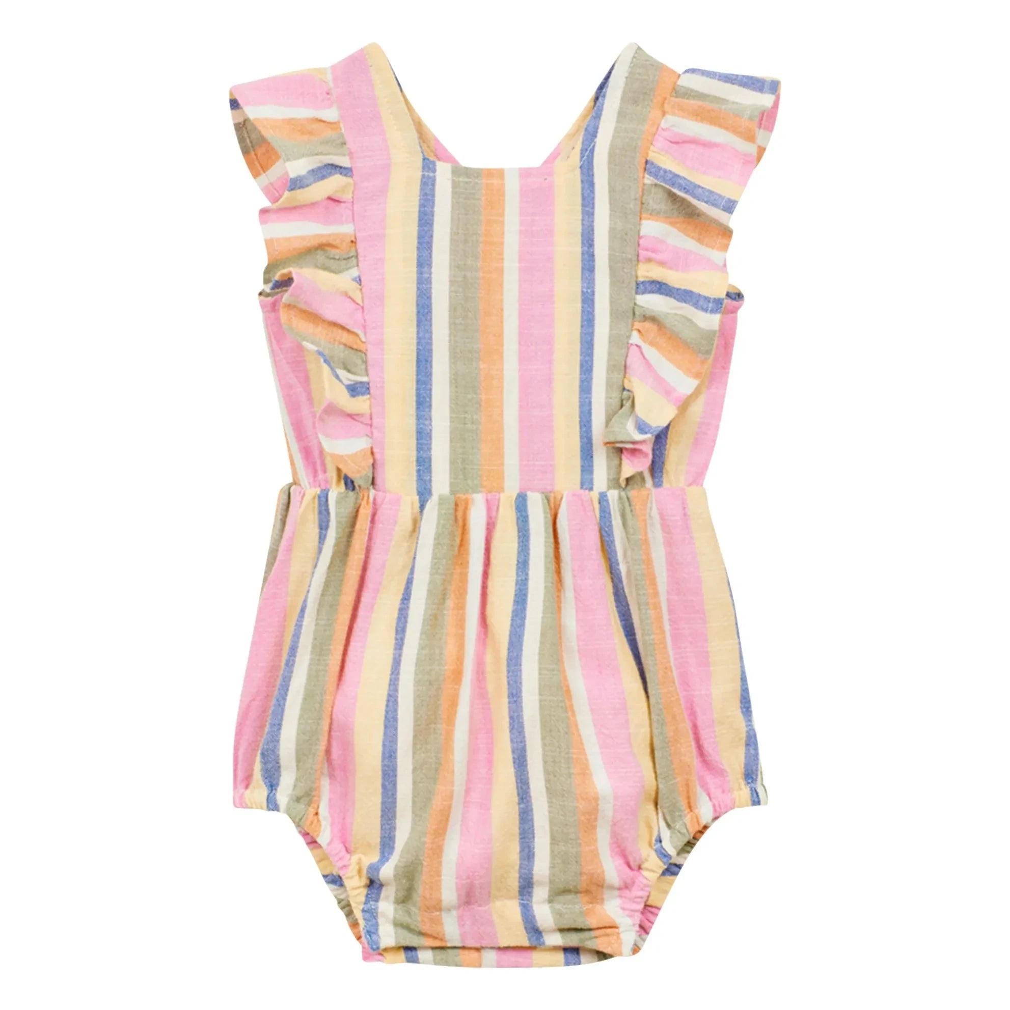 Arsène et Les Pipelettes - Striped voile romper | Pink