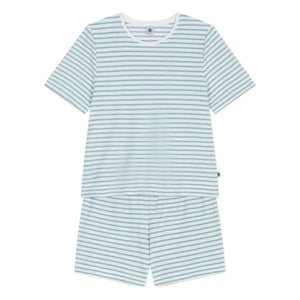 Petit Bateau - Striped Towel Pajama Shorts | Turquoise