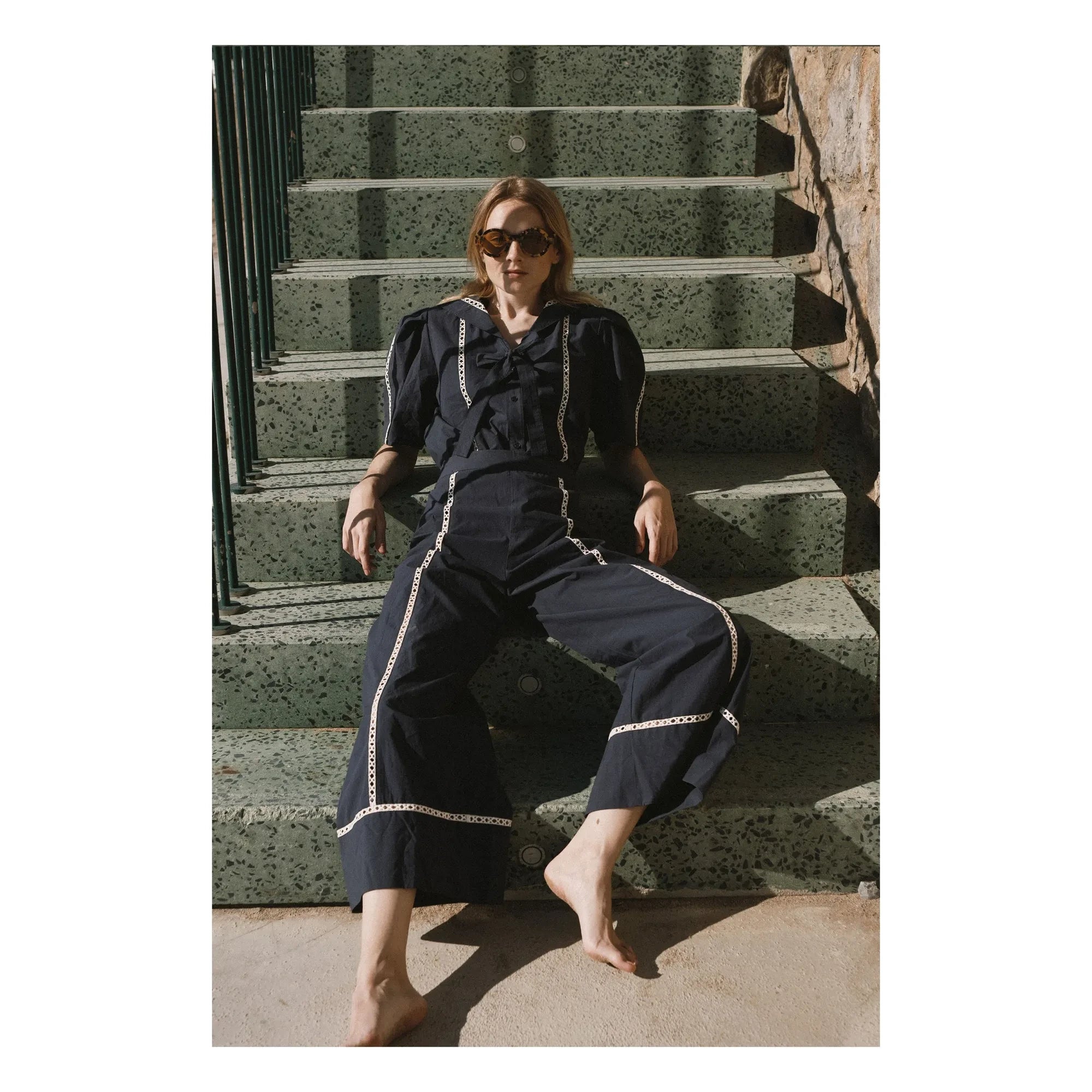 The Tiny Big Sister - Wide Fit Cotton Pants | Navy Blue