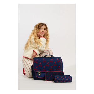 Caramel & Cie - Velvet Cherry Handbag | Navy Blue