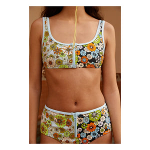 Alémais - Orange Floral Jersey Top with Recycled Fibers | Light Blue