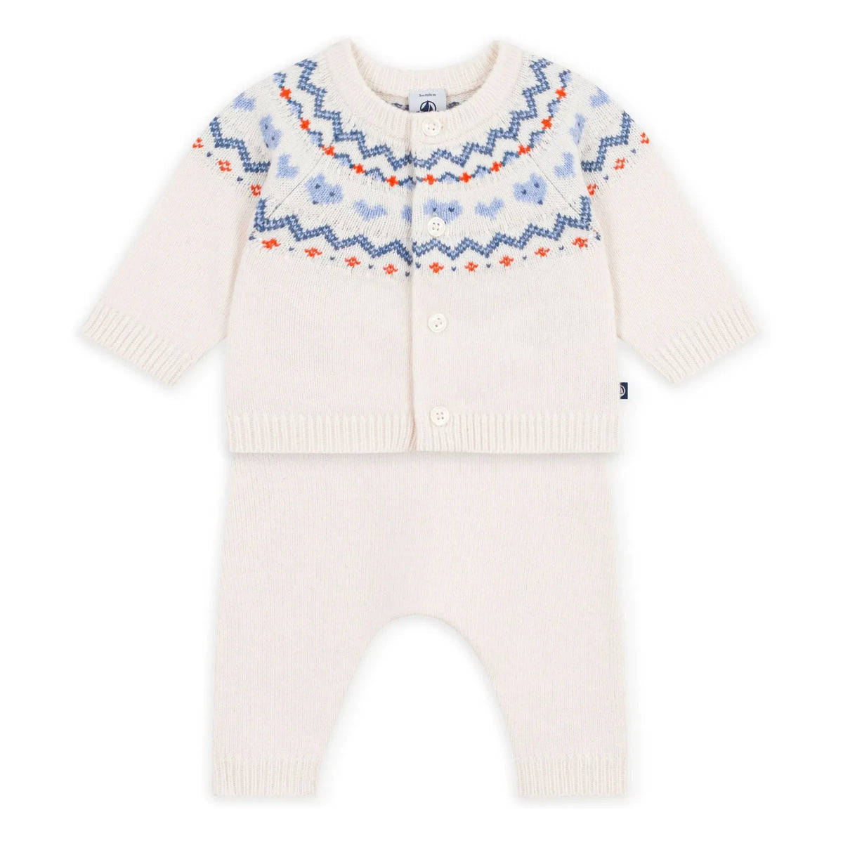 Petit Bateau - Yün Jakarlı Hırka ve Pantolon Takımı | Mavi
