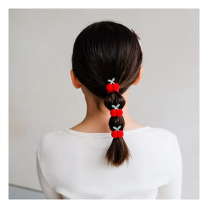 Mimi & Lula - 4-Piece Cherry Pom-Pom Chouchou Set | Red