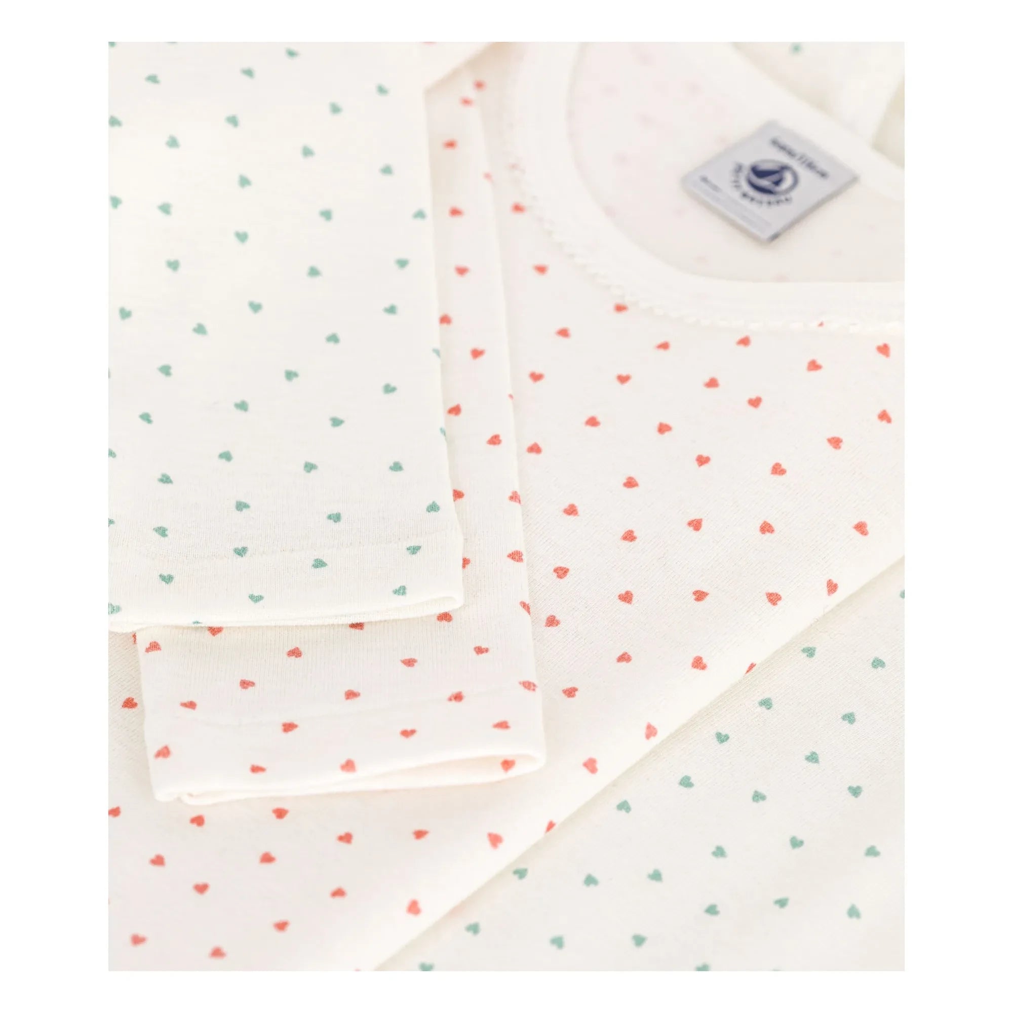 Petit Bateau - Heart 2-piece T-shirt Set | White