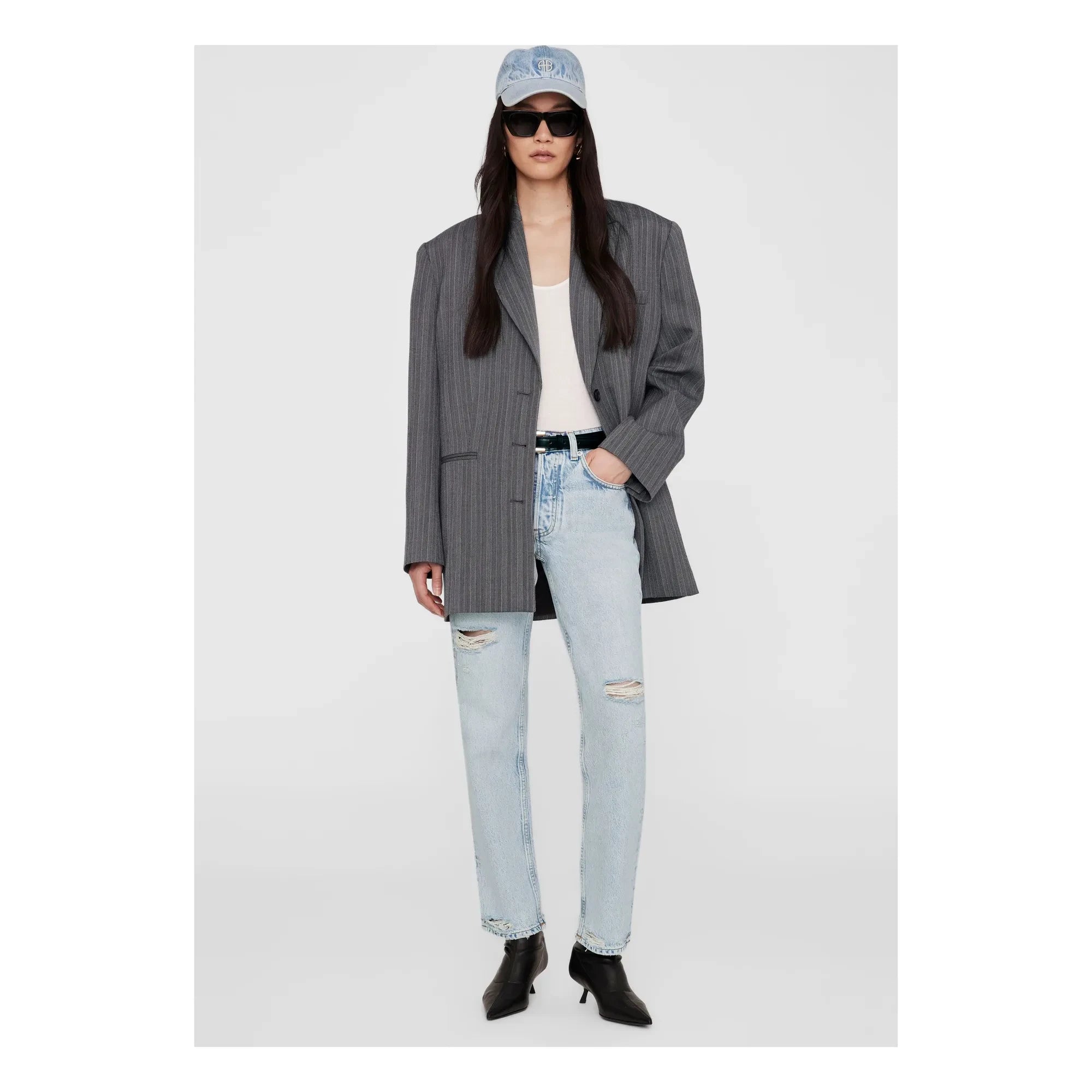 Anine Bing - Jeremy AB Recycled Fiber Hat | Denim Bleached