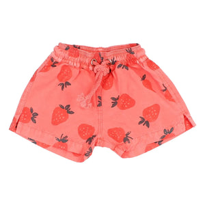 Búho - Strawberry Organic Cotton Baby Bath Shorts | Pale Red