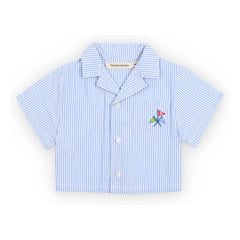the new society - Badem Striped Seersucker Baby Shirt | Light Blue