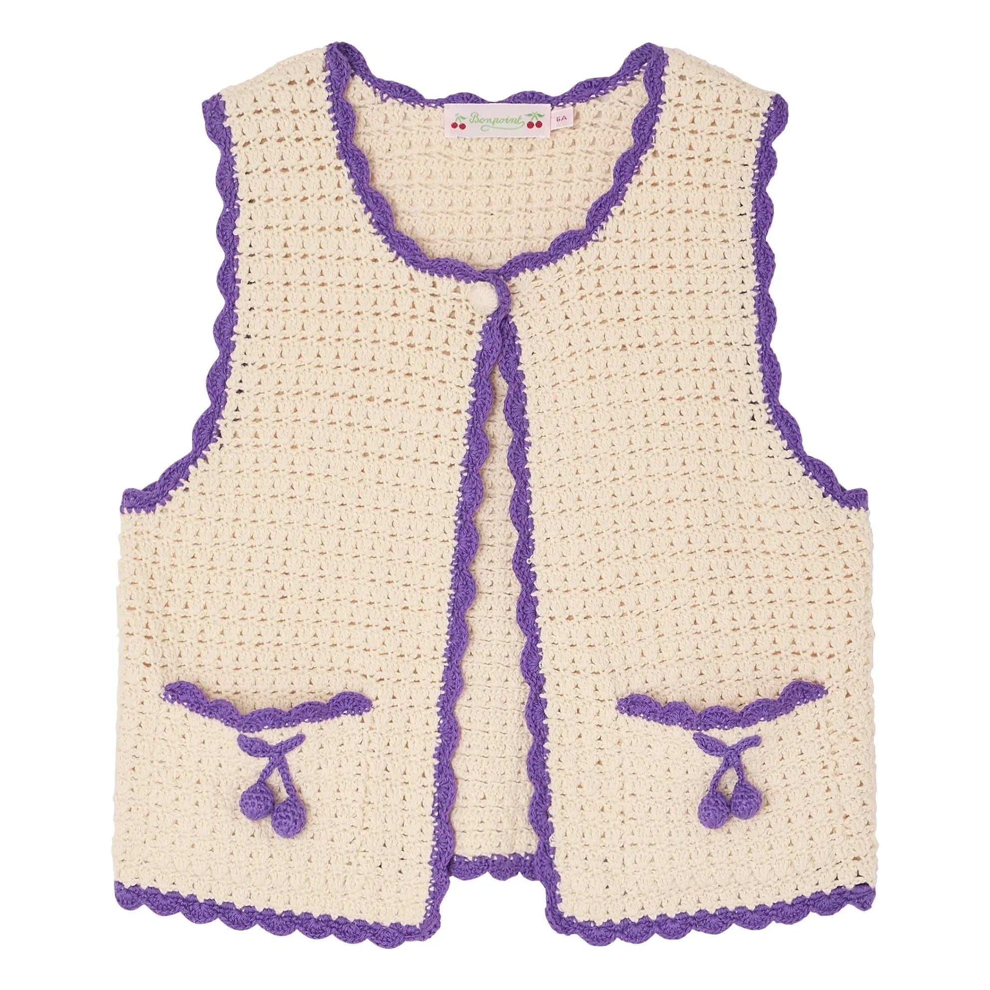 Bonpoint - Laila Cherry Sleeveless Cardigan | Ecru