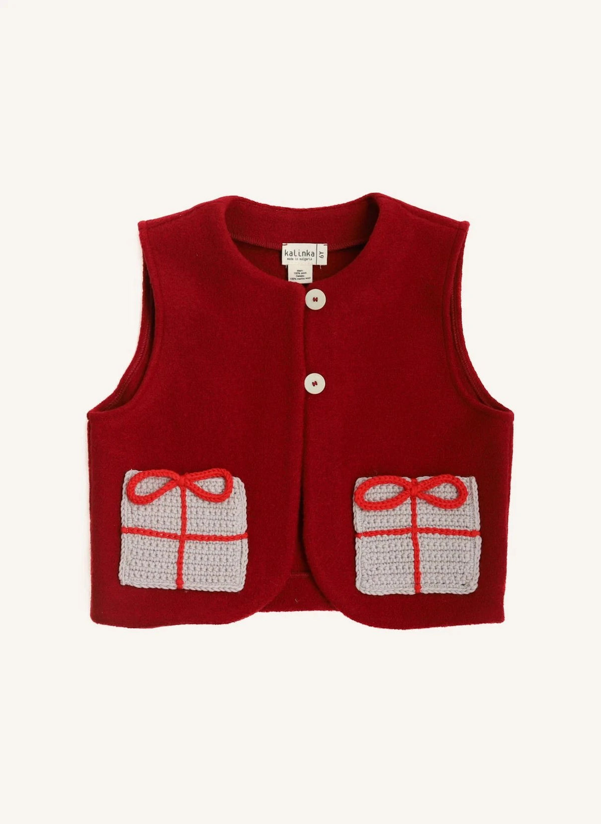 Kalinka - Red Merino Wool Christmas Gift Vest