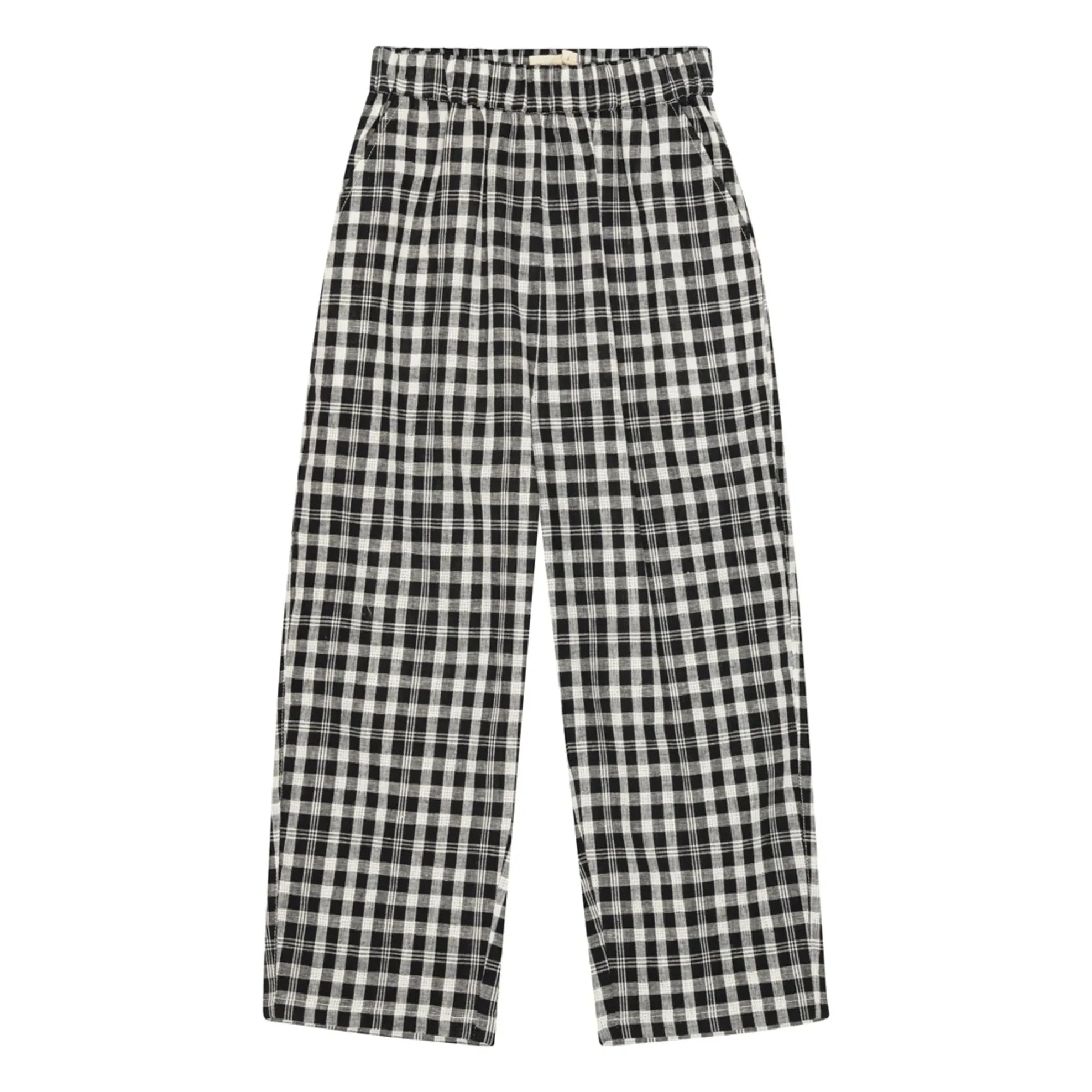brunobruno nation - Dora Organic Cotton Checkered Pants | Black