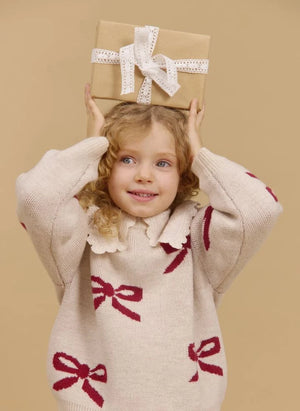 Wheat - Knotted Bow Sweater Merino Wool | Cream