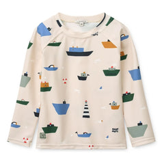 Liewood - Noah Bateaux Anti-UV T-Shirt Made from Recycled Fibers | Off-White