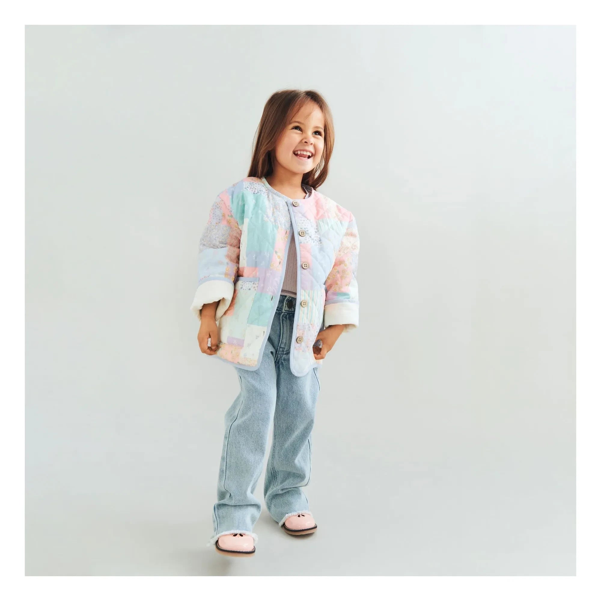 Wheat - Organic Cotton Quilted Jacket with Inaja Piece | Light blue